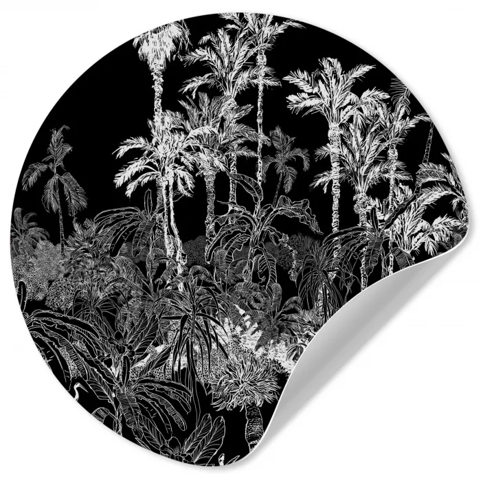 Bladeren -  Inductie beschermer - Bomen - Inductie mat - Jungle Wandcirkel behangsticker klein -3d