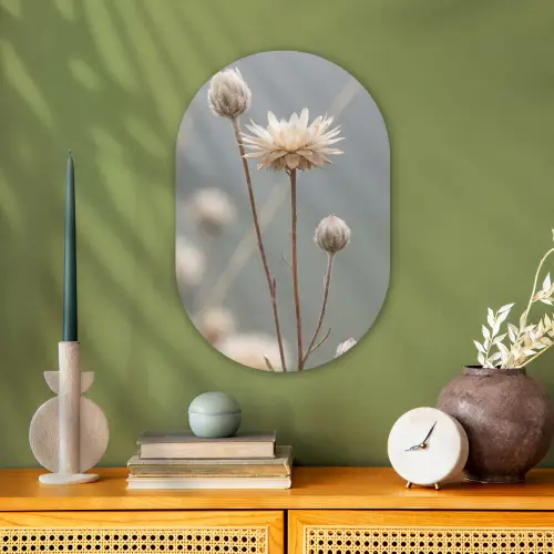 Strobloemen - Wit - Daglicht Wandcirkel Ovaal Forex klein -sfeer2