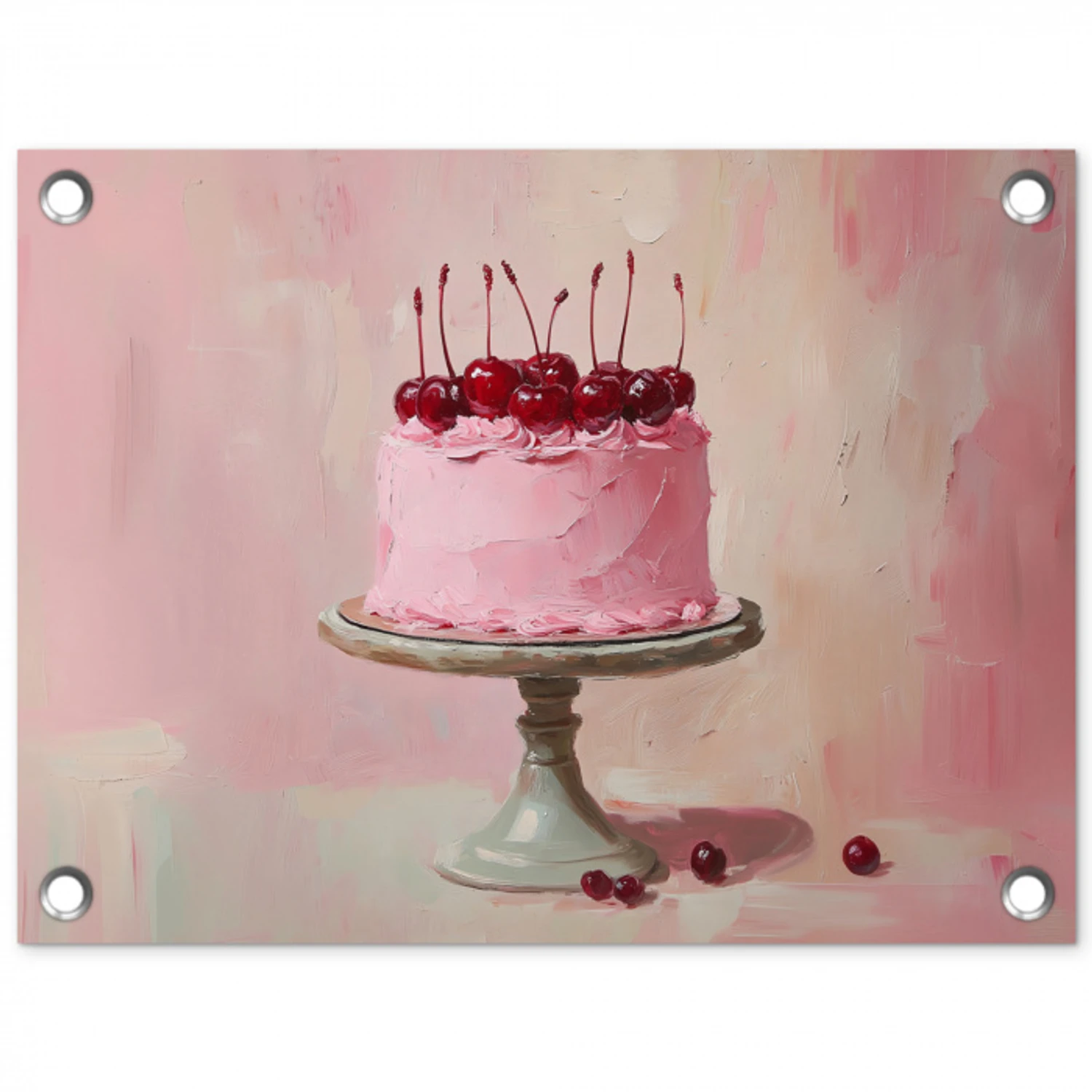 Taart - Pink - Cherry tuinposter los doek klein -3d