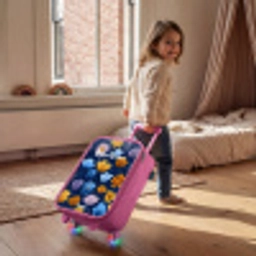 Bloemen op een donkerblauwe achtergrond Kinderkoffer - Roze klein -sfeer1