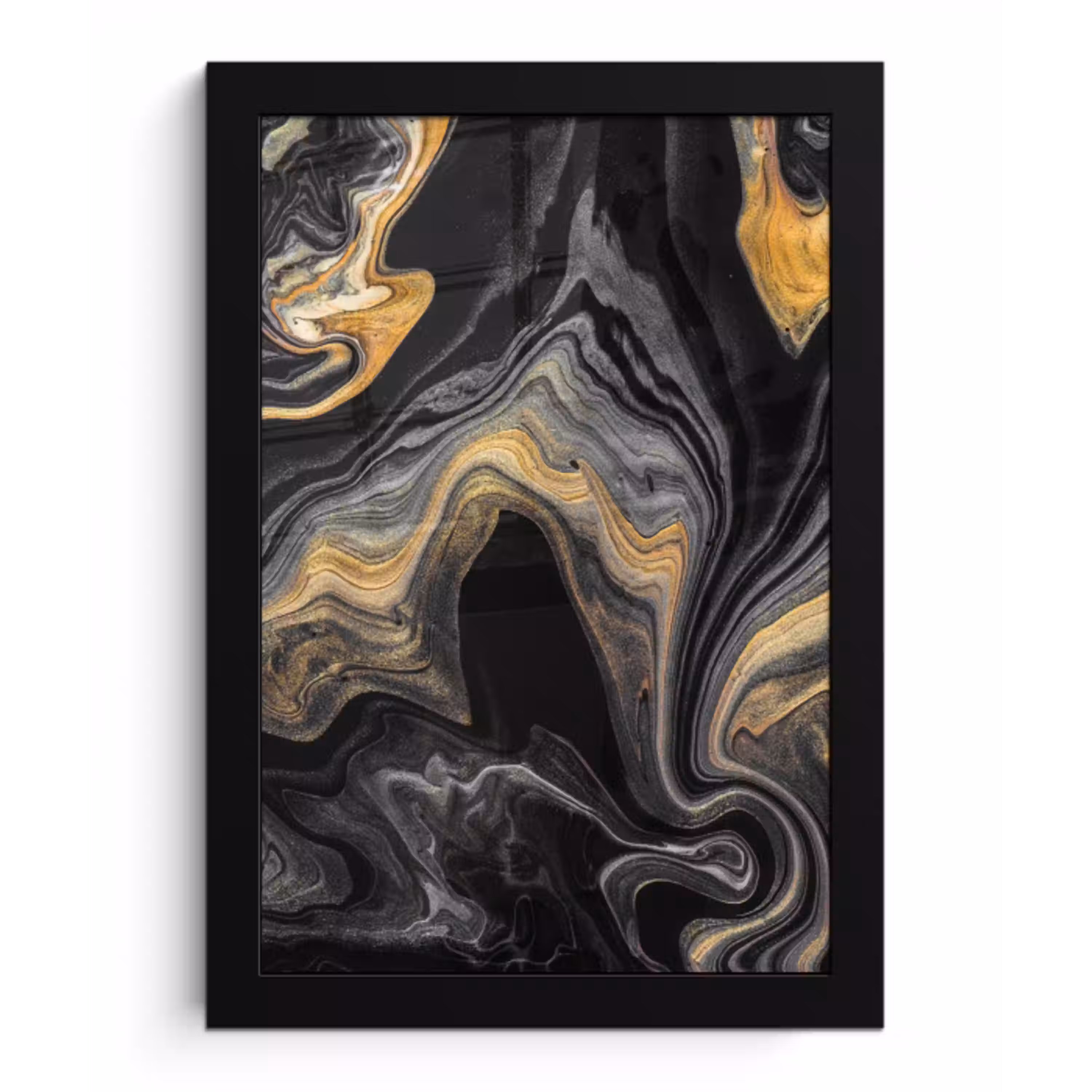 Marmer - Acryl - Goud - Luxe - Abstract fotolijst zwart zonder passe partout klein -3d