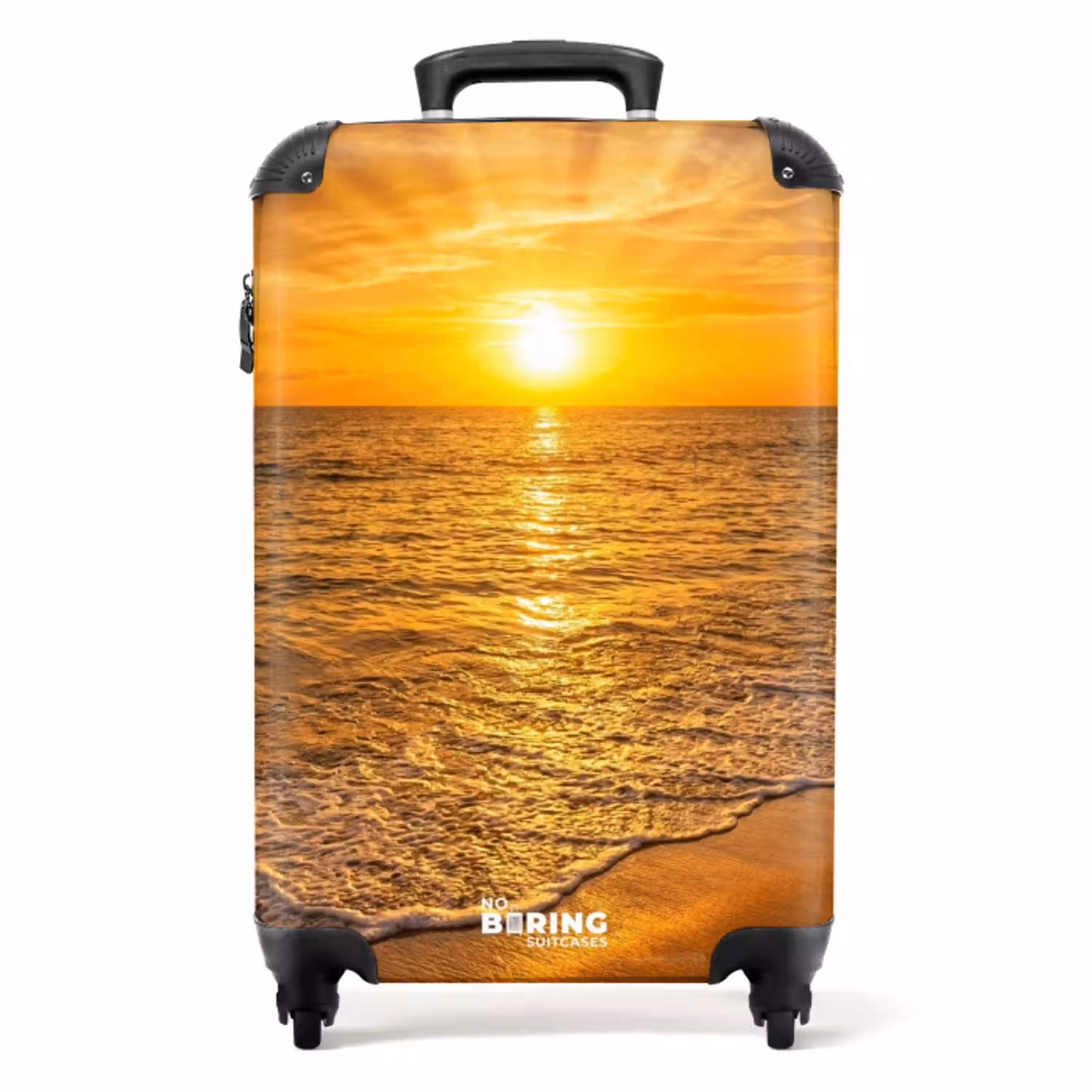 Zee - Zonsondergang - Golven - Kust - Oranje NBS - Handbagage koffer - Volwassenen Unisex middel -productfoto_recht