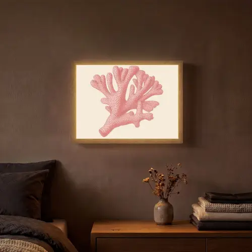 Koraal - Stipjes - Roze Light Box met batterij (Wandlamp) middel -sfeer4