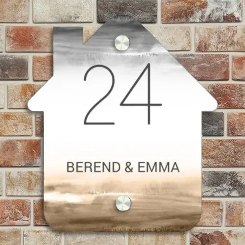 Aquarelachtergrond - Zwart beige - Klassiek Naambord Huisje klein -sfeer6