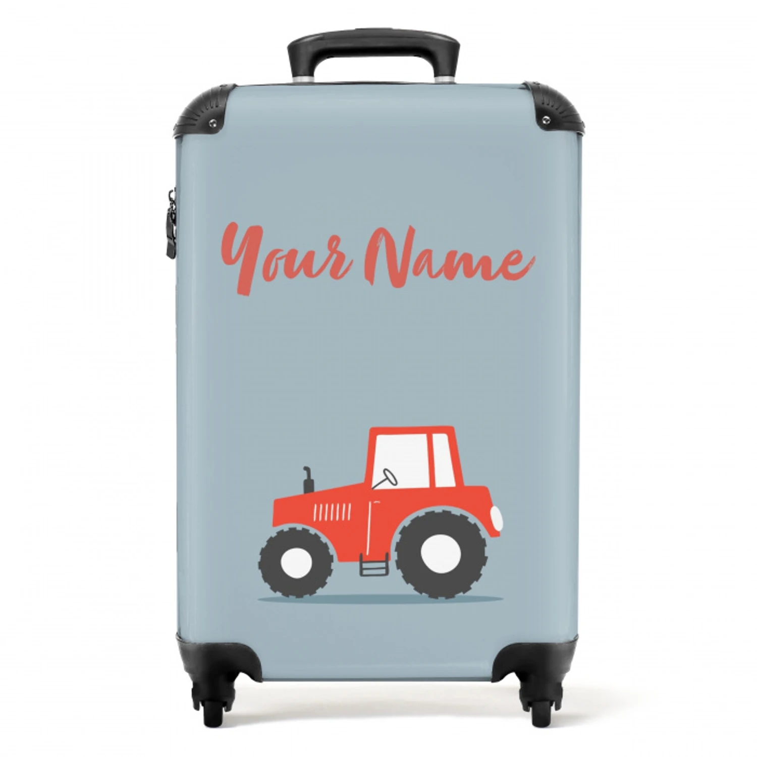 Rode trekker blauwe achtergrond NBS - Handbagage koffer - Kinderen Unisex middel -productfoto_recht