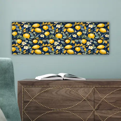 Citroenen - Bloemen - Bladeren - Blauw canvas 2cm klein 828 -sfeer4