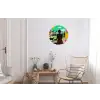 Vrouw - Keuken - Katten - Doorkijk Wandcirkel aluminium klein -woonkamer