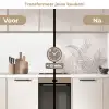 Bladeren - Beige - Botanisch - Vintage keuken achterwand 2 middel -voor-na2_NL