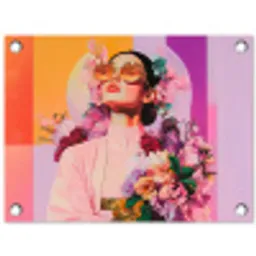 Portret - Vrouw - Abstract - Bloemen tuinposter los doek klein -3d