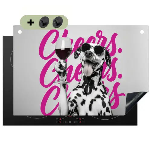 Cheers - Hond - Roze - Wijn Inductie beschemer met haakjes klein -3d