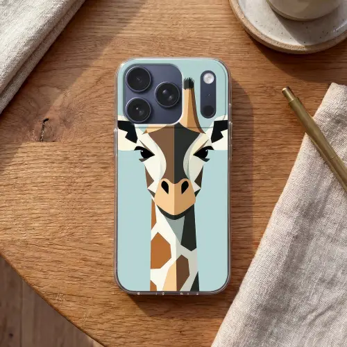 Giraffe - Illustratie - Bruin - Minimalistisch Telefoonhoesje iPhone 17 Pro klein -sfeer1