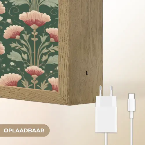 Patroon - Botanisch - Kleurrijk Light Box met batterij (Wandlamp) middel 907 -USP_websiteoplaadbaarNL