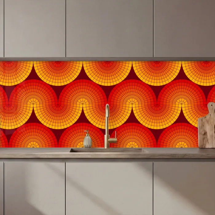 Design - Retro - Rood - Abstract keuken achterwand 2 middel 871 zz_3dshopping