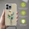 Paradijsvogelbloemen - Blauwgroene bladeren - Beige Hoesje iPhone 16 Pro Max met koord klein -sfeer2_NL