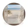 Doorkijk - Strand - Duinen - Pad - Landschap Wandcirkel aluminium klein -3d