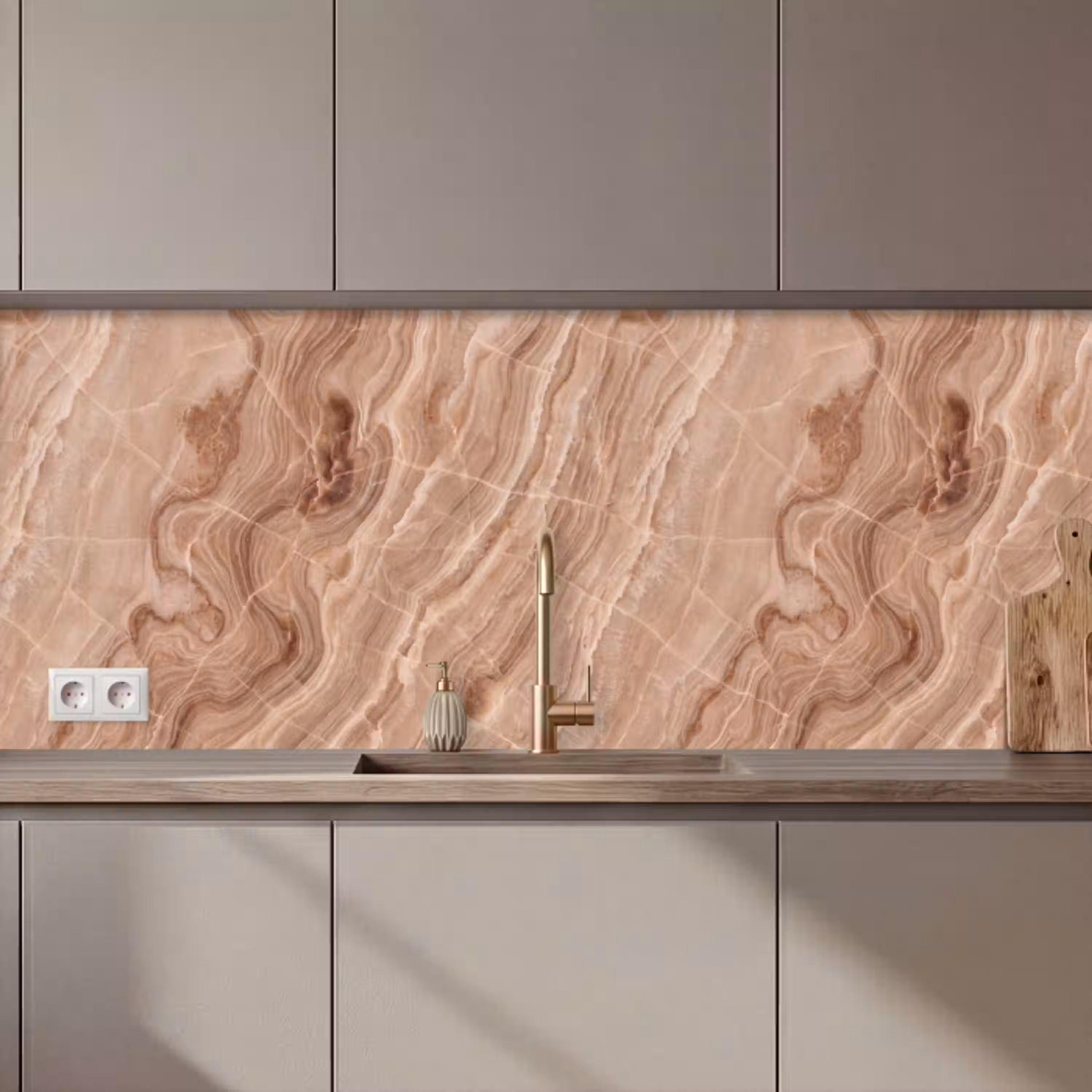 Textuur - Golvend - Abstract - Warm - Bruin keuken achterwand 2 middel zz_3dshopping