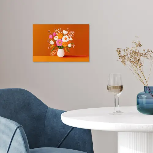 Vaas - Bloemen - Oranje poster papier klein -sfeer3
