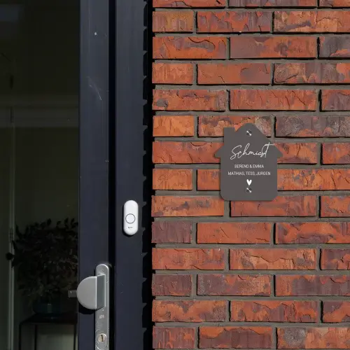 Grijs - Sierlijk Naambord Huisje klein -sfeer2