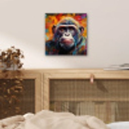 Aap - Gorilla - Graffiti - Dieren - Kleuren aluminium wit klein -sfeer3