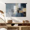 Rechthoeken - Abstract - Blauw Wandkleed katoen middel -sfeer5