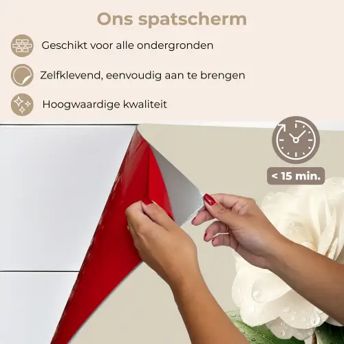 Cameliabloem - Wit - Groen keuken achterwand spatscherm klein -spatscherm_NL