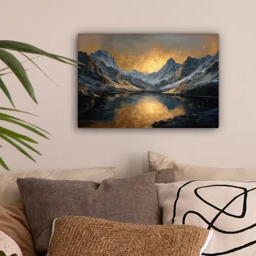 Berglandschap met Gouden Zonsondergang canvas 2cm klein -sfeer1