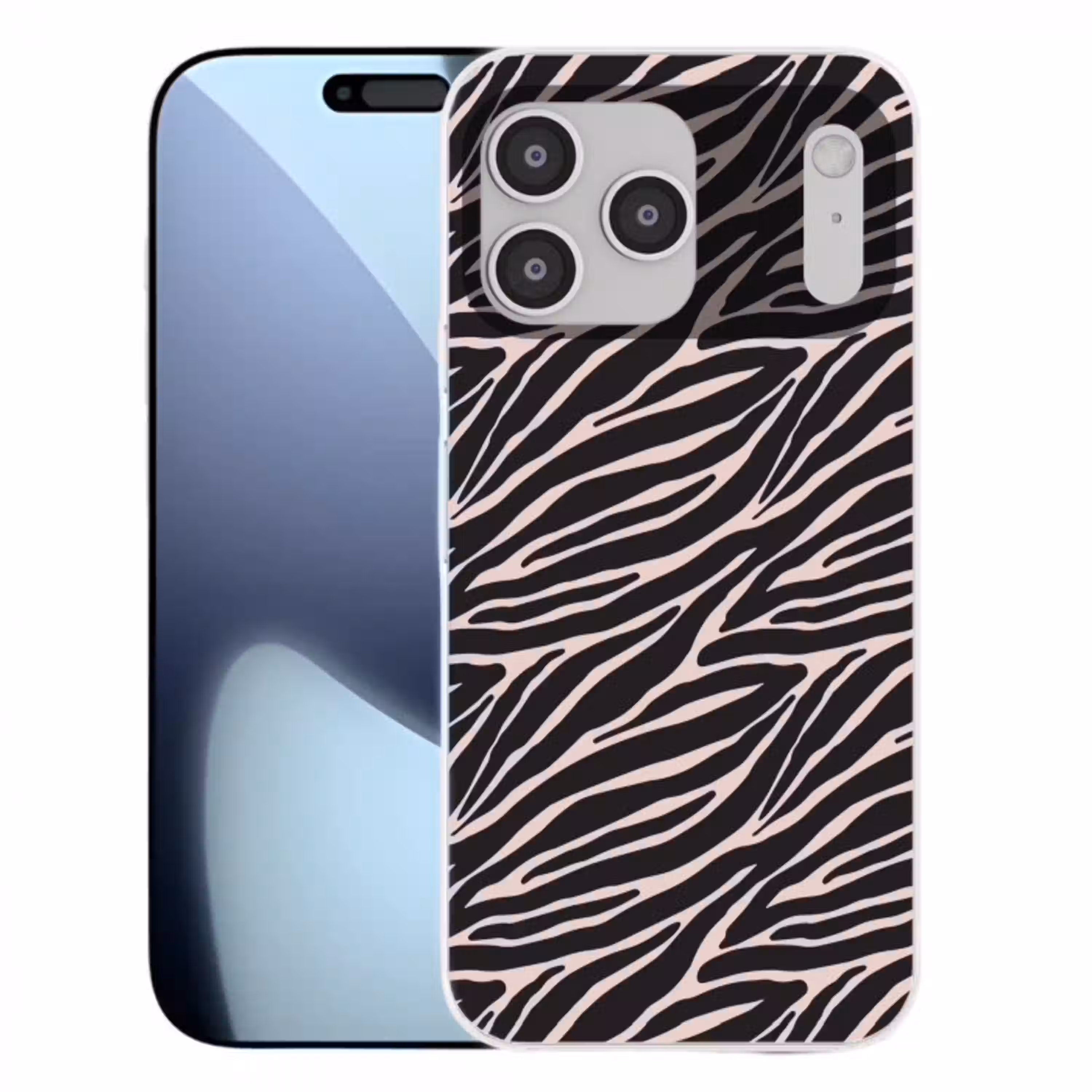 Zebra - Zwart - Roze Telefoonhoesje iPhone 17 Pro Max klein 879 -3d