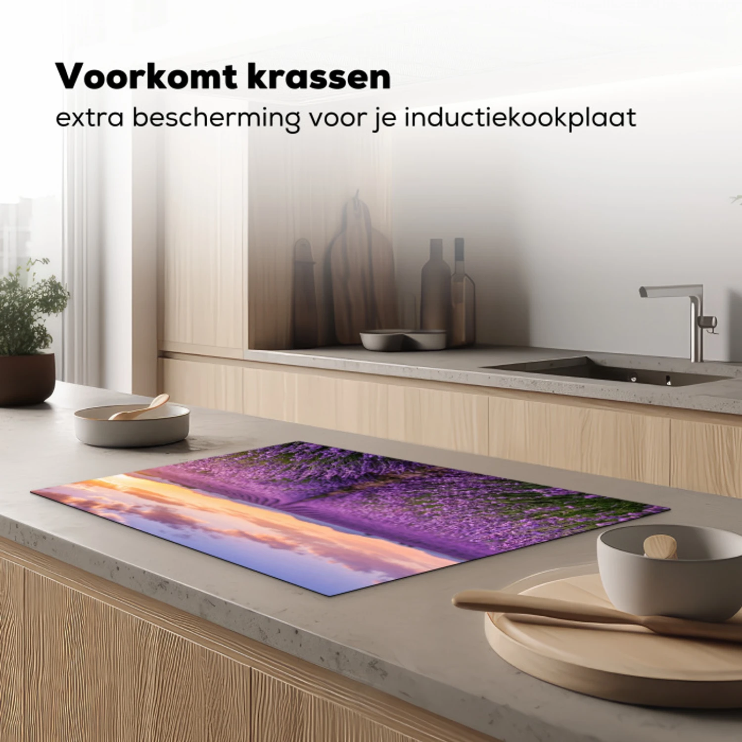 Lavendel - Veld - Natuur - Paars Inductie beschermer vinyl 3mm klein -sfeer1