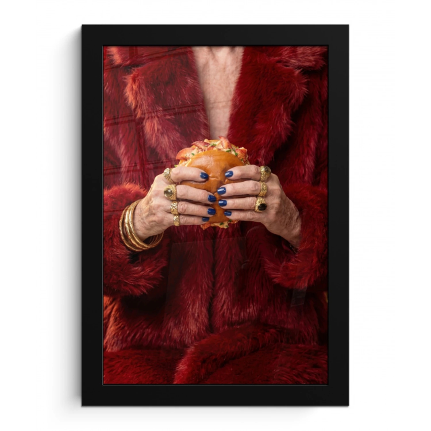 Broodje - Bontjas - Goud fotolijst zwart zonder passe partout klein -3d