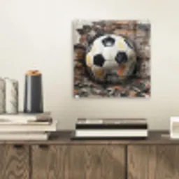Voetbal - Muur - Zwart - Wit plexiglas 5mm klein -sfeer1