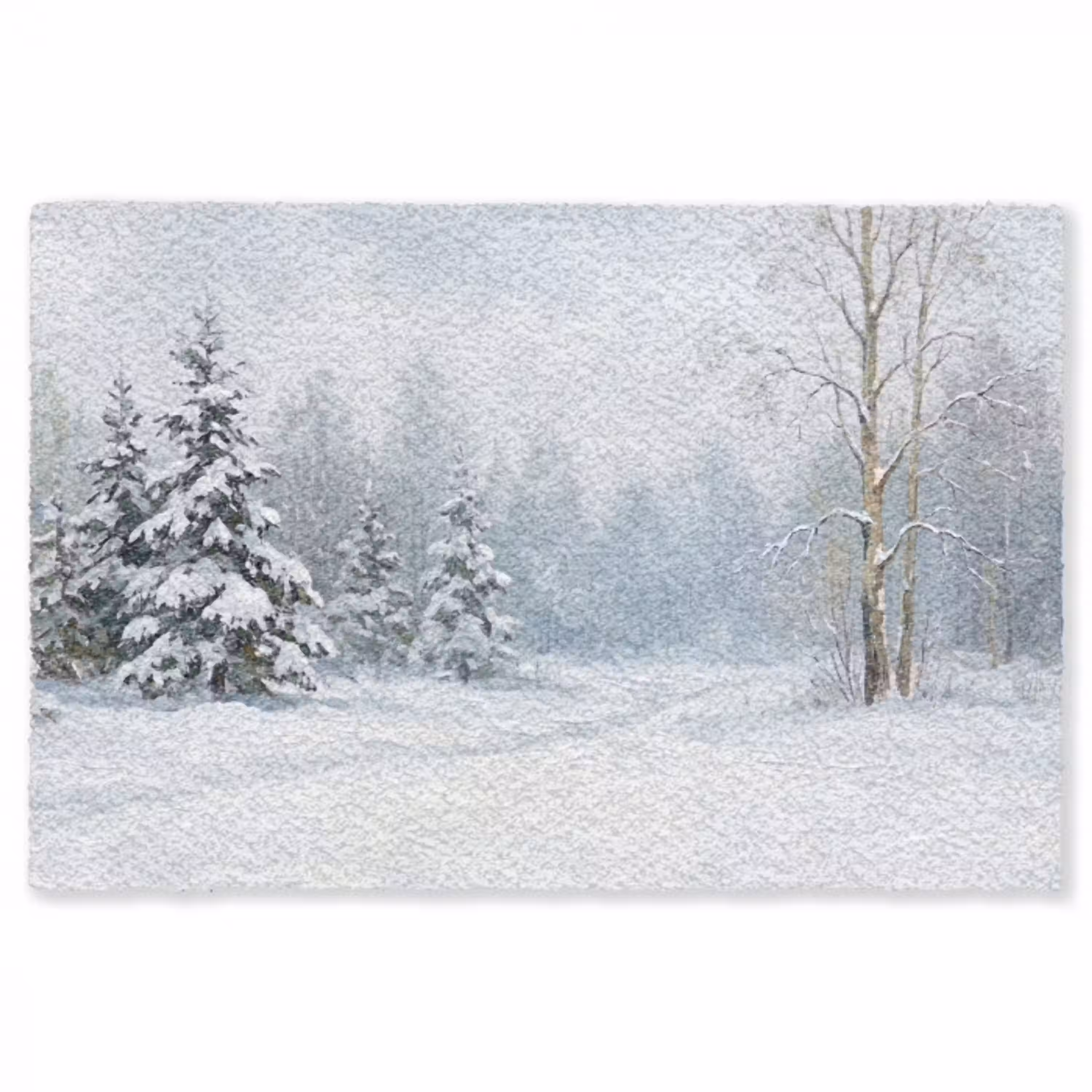 Bospad - Dennen - Sneeuw - Winter - Rustgevend Vloerkleed Rechthoek klein -3d