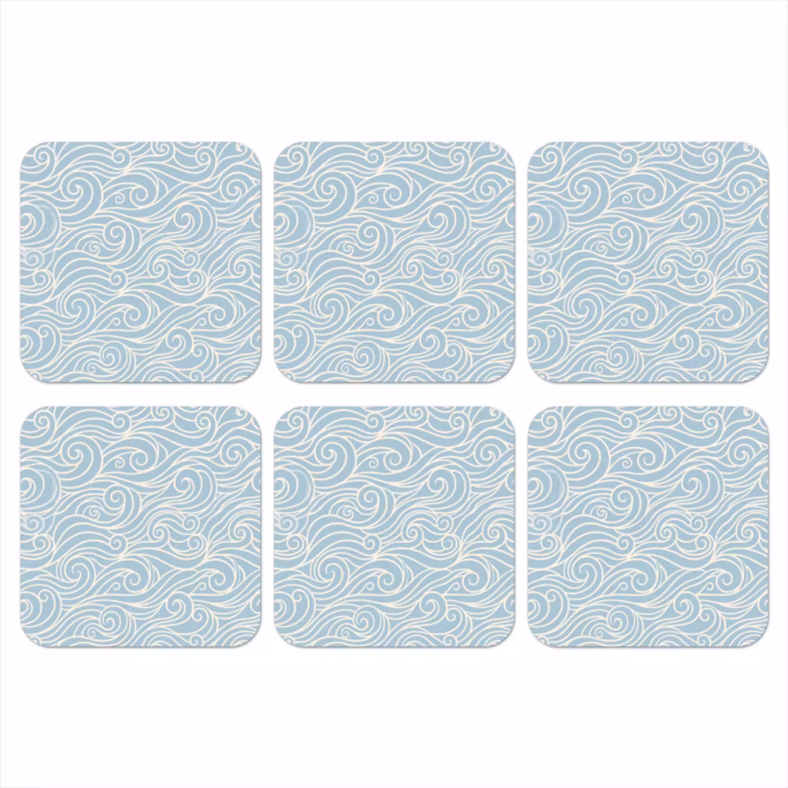 Golf - Abstract - Natuur - Modern - Blauw onderzetter kurk middel -3d