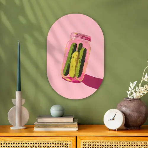 Augurken - Pot - Schaduw - Roze Wandcirkel Ovaal Forex klein -sfeer2