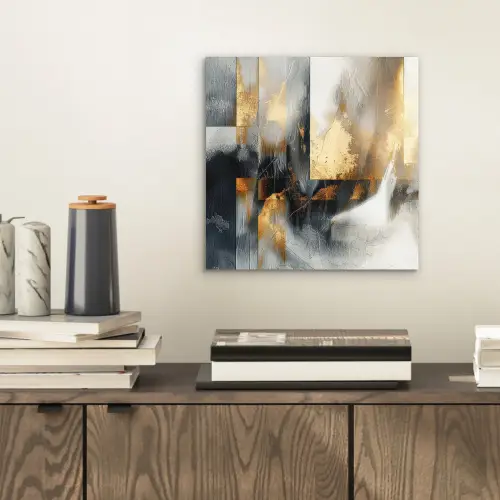 Kunst - Goud - Zilver - Abstract aluminium wit klein -sfeer1