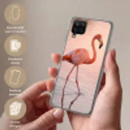 Flamingo - Water - Roze Telefoonhoesje Samsung Galaxy A12 klein -sfeer3_NL