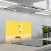 Wijnglas - Citroen - Geel - Minimalistisch keuken achterwand spatscherm klein -3d_schuin