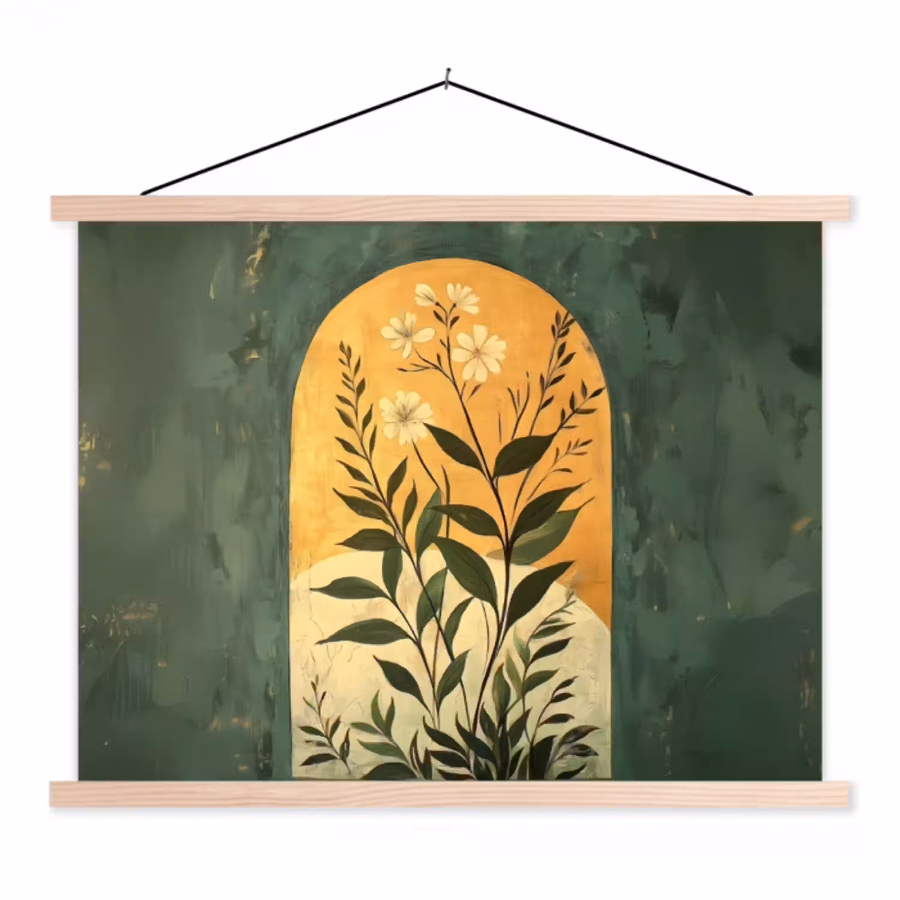 Plant - Bloemen - Wit textielposter latten blank klein -3d