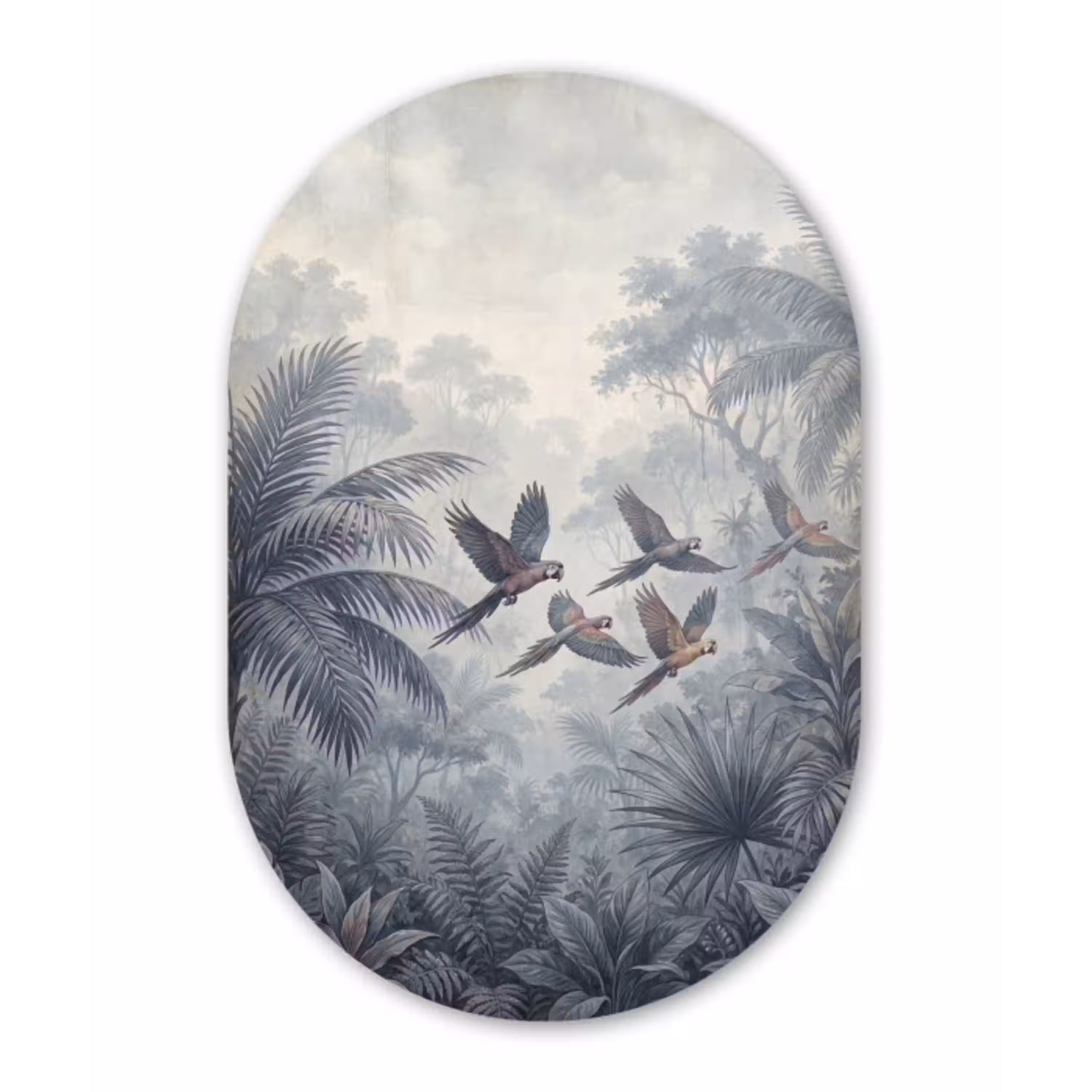 Vogel - Vliegend - Jungle - Vintage - Dieren Wandcirkel Ovaal Aluminium middel -3d