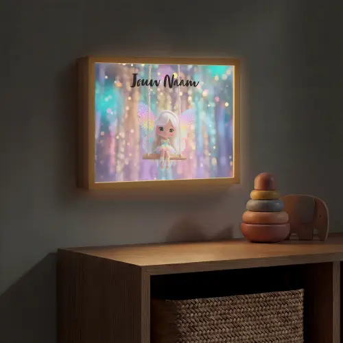 Fee - Schommel - Paars - Glinsters Light Box met batterij (Wandlamp kind) middel -sfeer5_kind