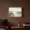 Strand - Zee - Fiets - Vintage - Bloemen Light Box met batterij (Wandlamp) middel -sfeer4