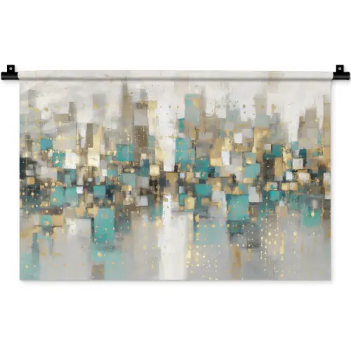 Abstract - Blokken - Goud - Skyline Wandkleed katoen klein -zz3d