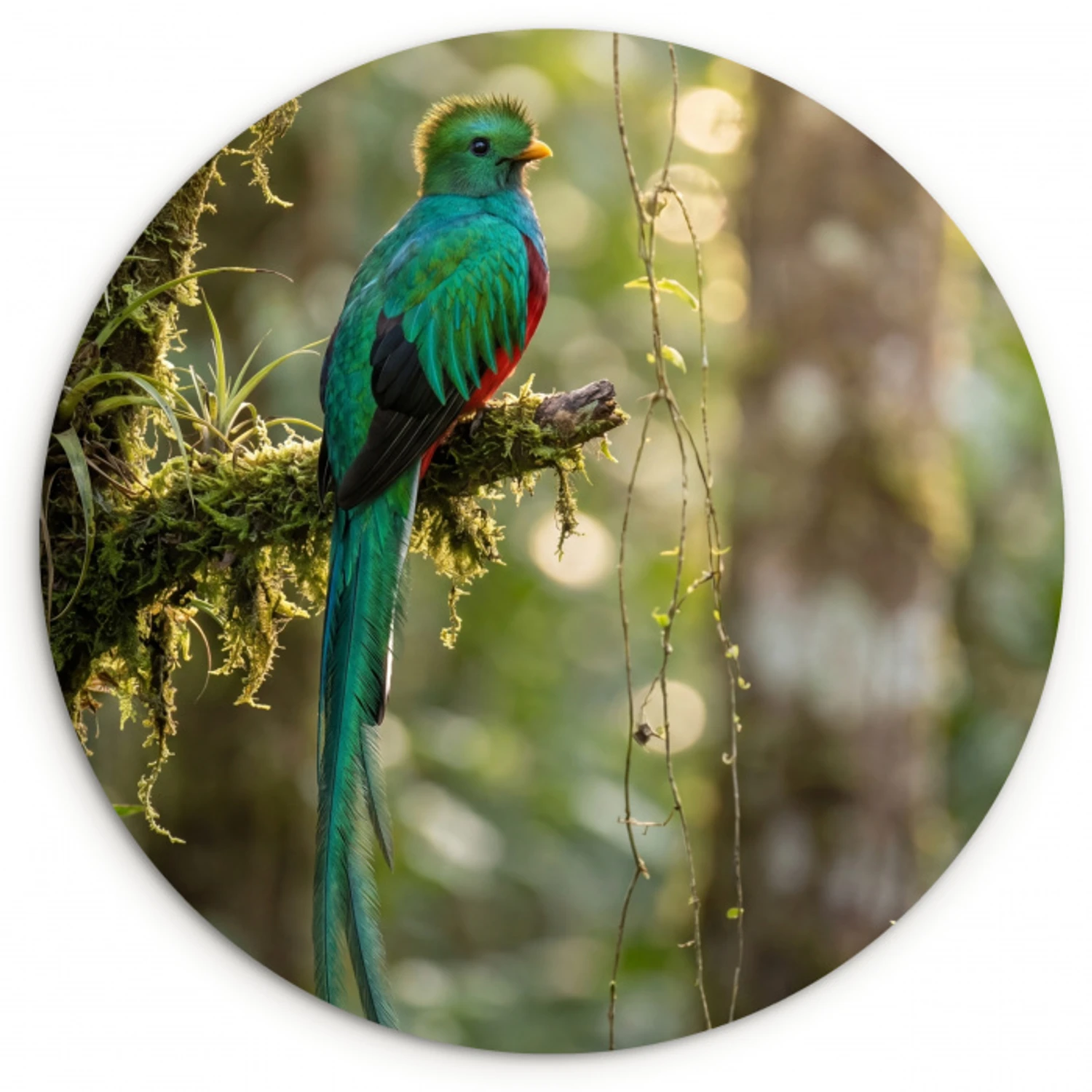 Quetzal - Jungle - Natuur - Groen Wandcirkel kunststof plaat 5mm dik klein -3d