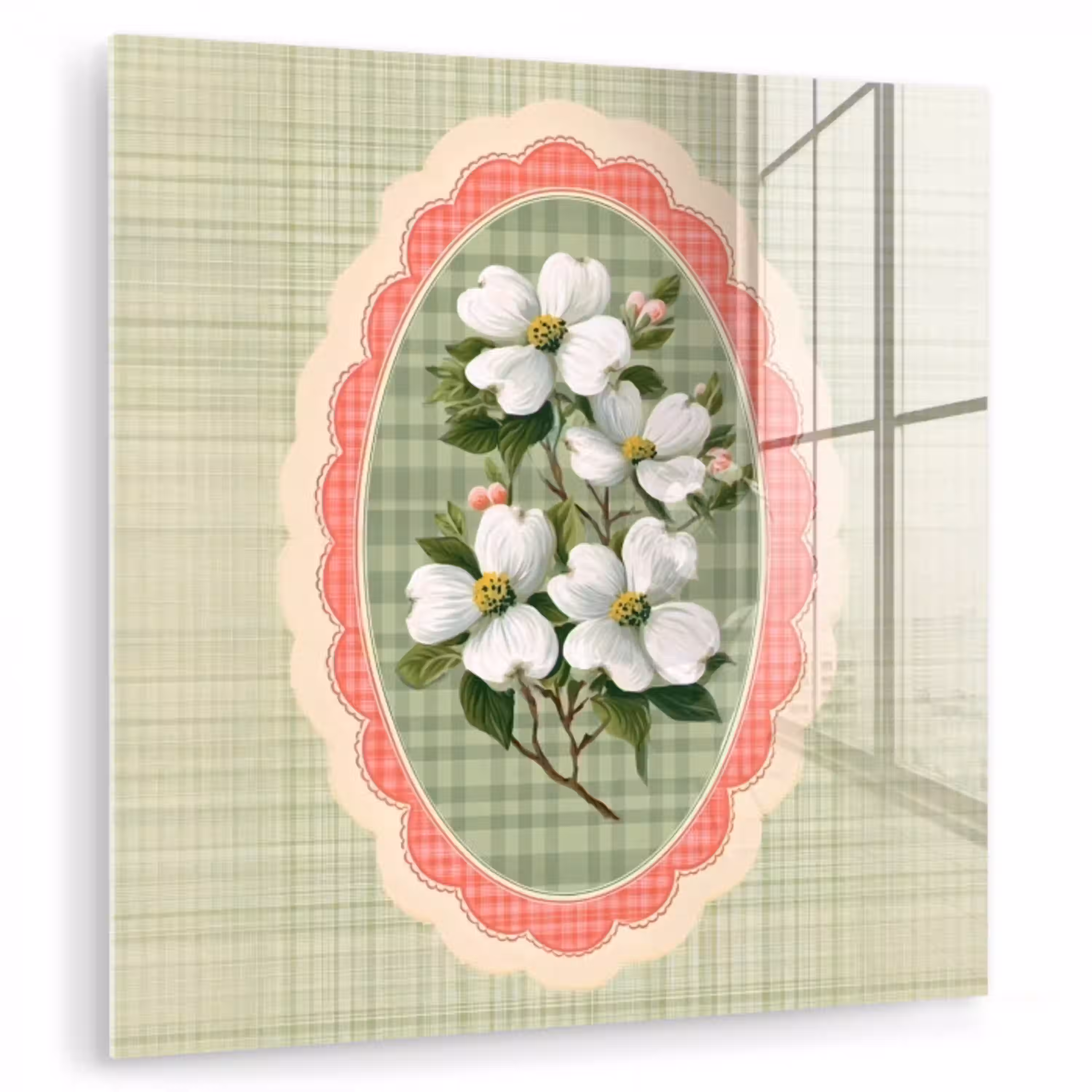 Bloemen - Illustratie - Geruit - Groen plexiglas 5mm klein -zzzproduct_nieuw