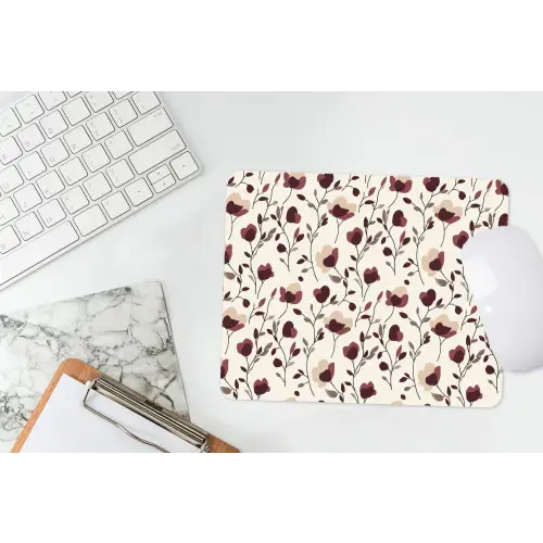 Bloemen - Botanisch - Bordeaux muismat rubber klein 262 -witbureau