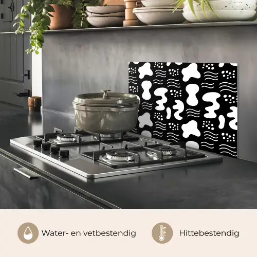 Wit - Zwart - Dynamisch - Patroon keuken achterwand spatscherm klein 900 -usp_NL