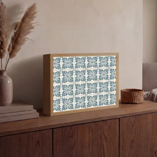 Dessin - Tegel - Blauw Light Box met batterij (Wandlamp) middel 907 -sfeer2