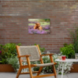 Hooglander in de Heide Tuinposter op houten frame 2 cm dik klein -sfeer3