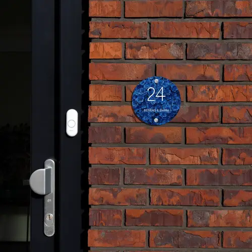 Blauwe rozen - Klassiek Naambord Rond klein -sfeer1-rond-XS