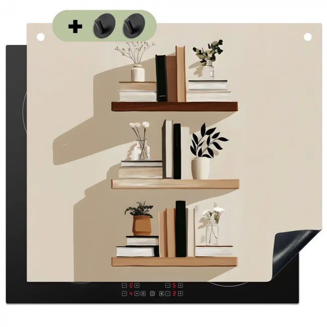 Plankjes - Boeken - Vaasjes - Planten Inductie beschemer met haakjes middel -3d