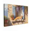 Kat - Stenen vensterbank - Bloemen canvas 2cm klein -z3d